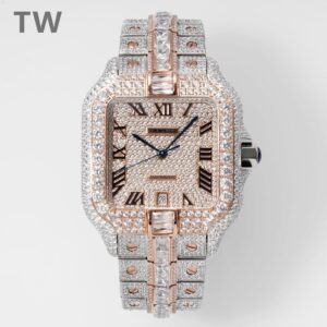 Block Square Rose Gold Diamond Watch